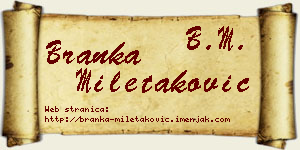 Branka Miletaković vizit kartica